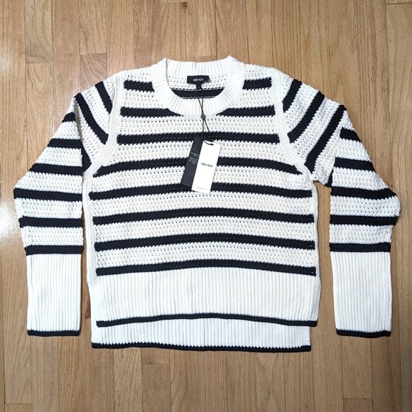 SOLD - ME+EM Cotton Textured Breton Sweater in Cream Size M (NEW WITH TAGS) - Picture 1 of 6